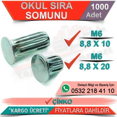 School Desk Nut M6 (8,8x10) Zinc (1000 Pieces)