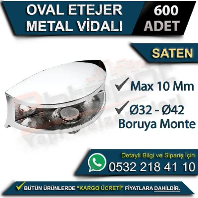 Oval Shelf with Metal Screw (Ø32-Ø42 Pipe Mounted, Max 10 Mm) Satin (600 Pieces)