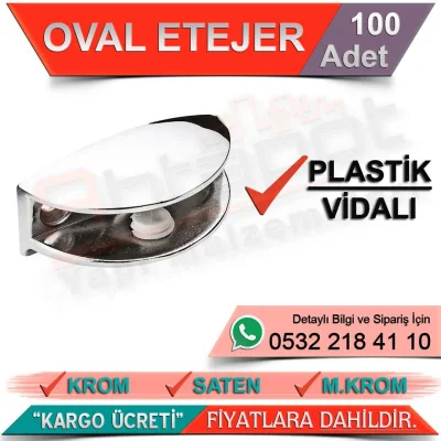 Oval Shelf with Plastic Screw (Max 10 Mm) Chrome (100 Pieces)