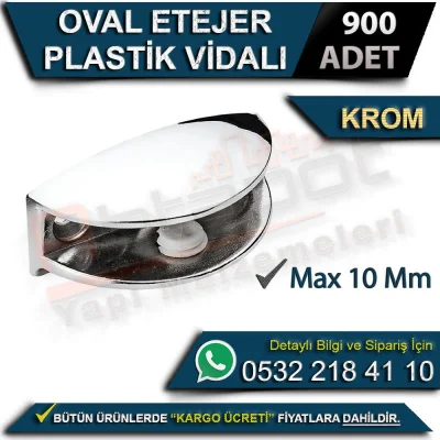 Oval Shelf with Plastic Screw (Max 10 Mm) Chrome (900 Pieces)