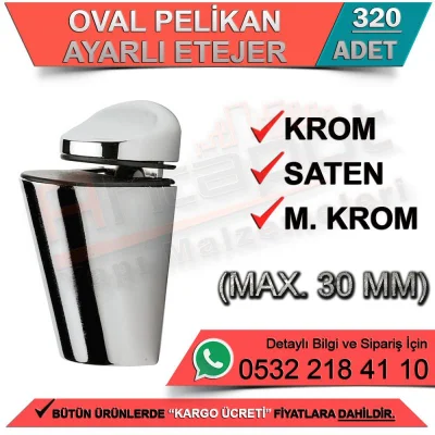 Oval Pelikan Adjustable Shelf (Max 30 Mm) M.Chrome (320 Pieces)