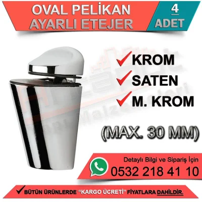 Oval Pelikan Adjustable Dresser (Max 30 Mm) Satin (4 Pieces)