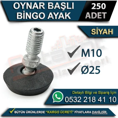 Oynar Başlı Bingo Mobilya Ayak M10 Siyah Ø25 (250 Adet)