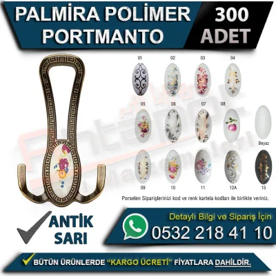 Palmira Polimer Portmanto Antik Sarı (300 Adet)