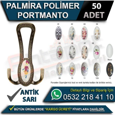 Palmira Polimer Portmanto Antik Sarı (50 Adet)