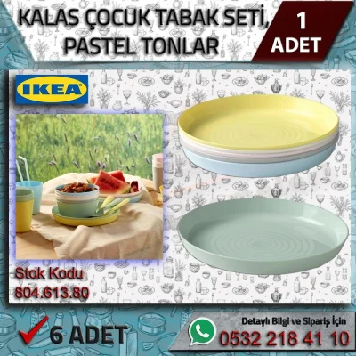 Pastel Tonlar 6 Adet Kalas Tabak Seti,