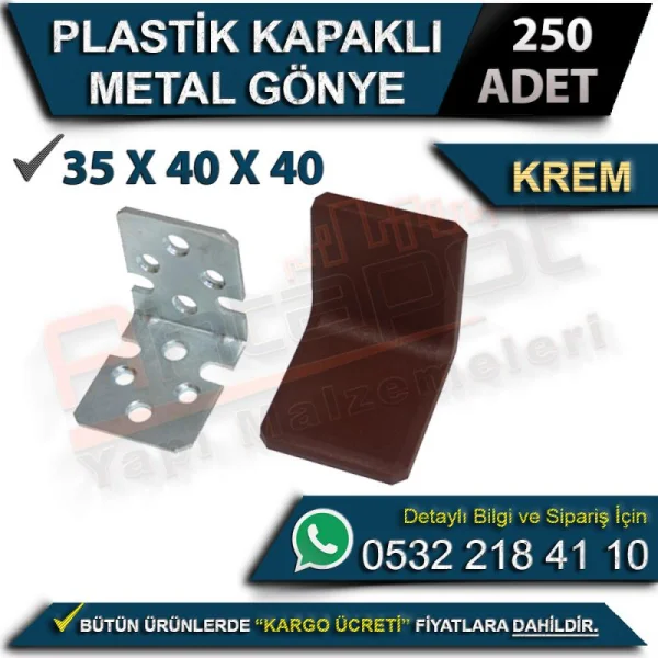 Metal Miter with Plastic Cover 35x40x40 Cream (250 Pieces) - Metal L B Metal Miter with Plastic Cover 35x40x40 Cream (250 Pieces) | Metal L Brackets