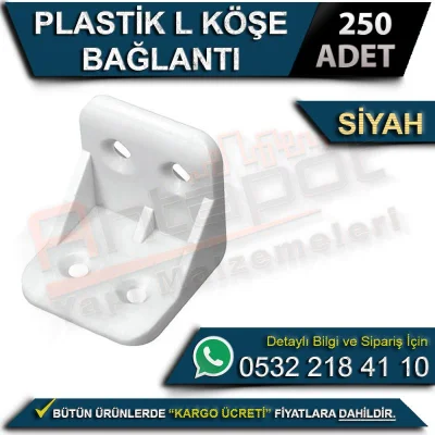 Plastik L Köşe Bağlantı Siyah (250 Adet)
