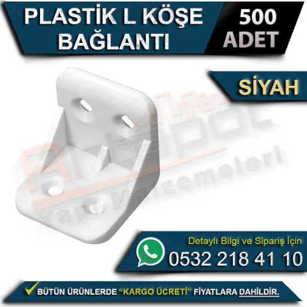 Plastik L Köşe Bağlantı Siyah (500 Adet) - Köşe Bağlantı Elemanları Plastik L Köşe Bağlantı Siyah (500 Adet) | Köşe Bağlantı Elemanları