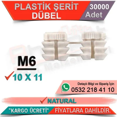 Plastic Strip Dowel M6 / 10x11 Natural (30000 Pieces)