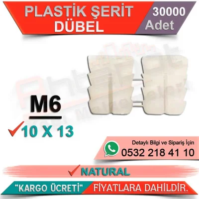 Plastic Strip Dowel M6 / 10x13 Natural (30000 Pieces)