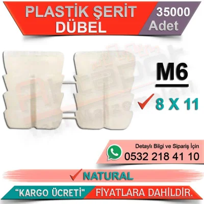 Plastic Strip Dowel M6 / 8x11 Natural (35000 Pieces)