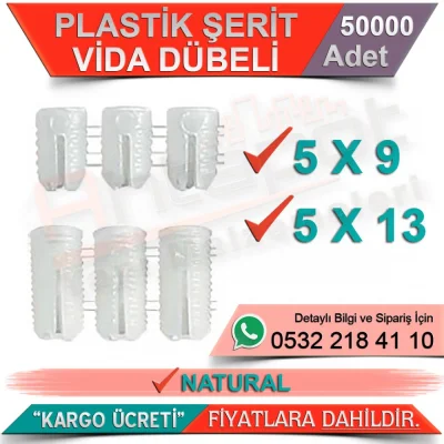 Plastic Strip Screw Dowel 5x9 Natural (50000 Pieces)