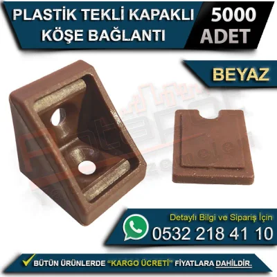 Plastik Tekli Kapaklı Köşe Bağlantı Beyaz (5000 Adet)