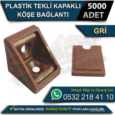 Plastik Tekli Kapaklı Köşe Bağlantı Gri (5000 Adet)