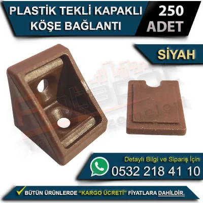 Plastik Tekli Kapaklı Köşe Bağlantı Siyah (250 Adet)