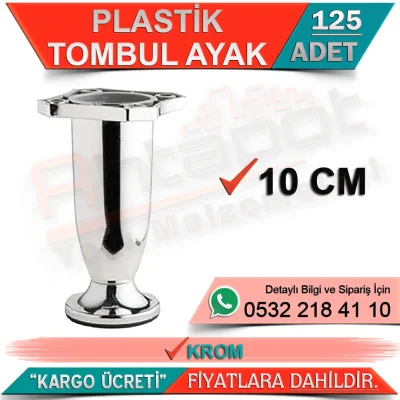 Plastik Tombul Ayak 10 Cm Krom (125 Adet)