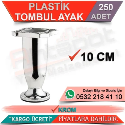 Plastik Tombul Ayak 10 Cm Krom (250 Adet)