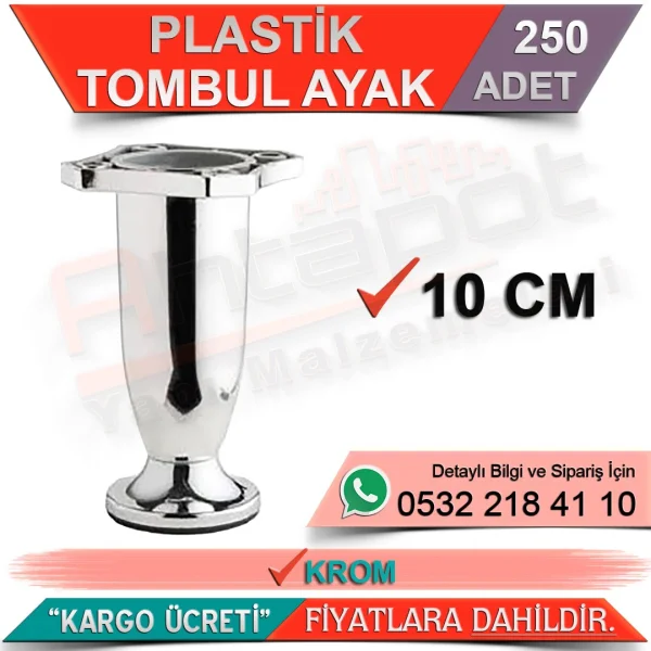 Plastik Tombul Ayak 10 Cm Krom (250 Adet) - Mobilya Ayakları Plastik Tombul Ayak 10 Cm Krom (250 Adet) | Mobilya Ayakları