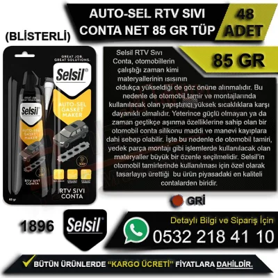 Selsil Auto Sel Rtv Sıvı Conta 85 Gr Tüp Gri (48 Adet)