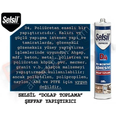 Selsil D4 Dolap Toplama Sıvı Çivi Şeffaf 300 ML (25 Adet)