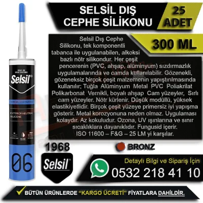 Selsil Dış Cephe Silikonu 300 ML Bronz (25 Adet)