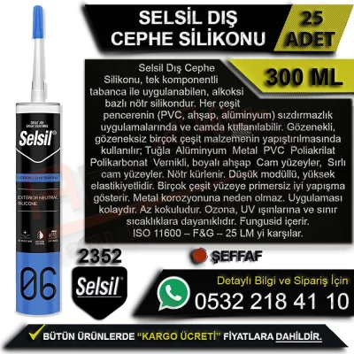 Selsil Dış Cephe Silikonu 300 ML Şeffaf (25 Adet)