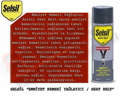 Selsil Emniyet Kemeri Yağlayıcı Sprey 200 ML (36 Adet)