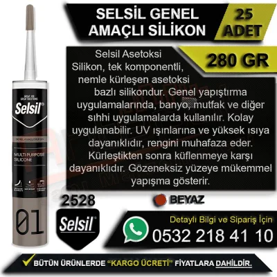 Selsil Genel Amaçlı Silikon 280 Gr Beyaz (25 Adet)