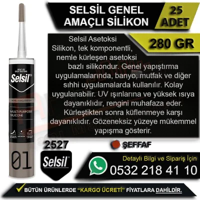 Selsil Genel Amaçlı Silikon 280 Gr Şeffaf (25 Adet)