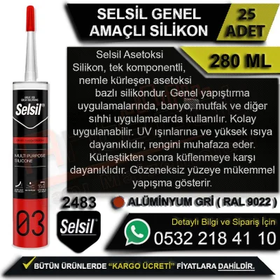Selsil General Purpose Silicone 280 ML Aluminum Gray (25 Pieces)