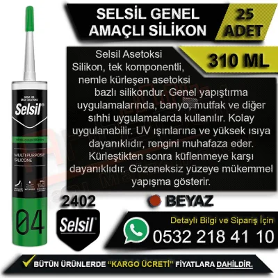 Selsil Genel Amaçlı Silikon 310 ML Beyaz (25 Adet)