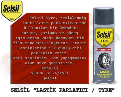 Selsil Lastik Parlatıcı Sprey 500 ML (24 Adet)