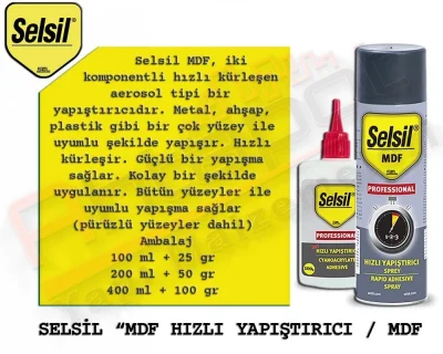 Selsil MDF Fast Adhesive 200 ML+50 Gr (50 Pieces)