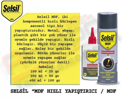 Selsil MDF Fast Adhesive 400 ML+100 Gr (25 Pieces)
