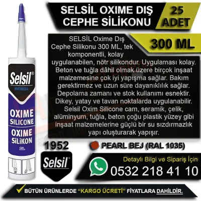 Selsil Oxıme Dış Cephe Silikonu 300 ML Pearl Bej (Ral 1035) (25 Adet)