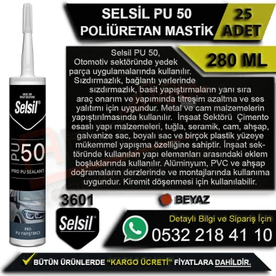 Selsil Pu 50 Polyurethane Sealant 280 ML White (25 Pcs)