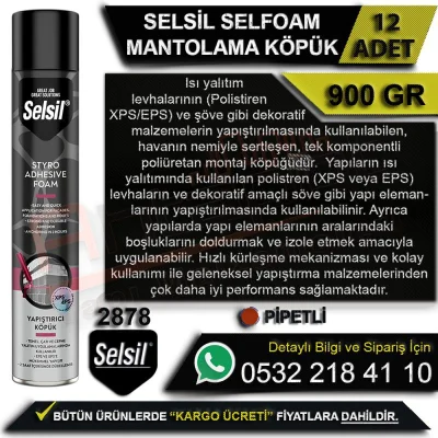 Selsil Selfoam Mantolama Köpüğü Pipetli 900 Gr (12 Adet)