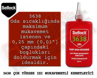 Selsil Sellock 3638 Çok Yüksek Isı Mukavemetli Kenetleyici 250 ML (6 Adet)
