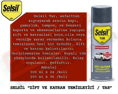 Selsil Zift Katran Temizleyici Sprey 200 ML (36 Adet)