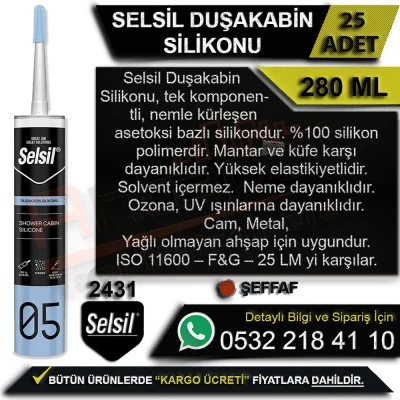 Selsil Duşakabin Silikonu 280 ML Şeffaf (25 Adet)