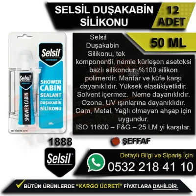 Selsil Duşakabin Silikonu 50 ML Şeffaf (12 Adet)
