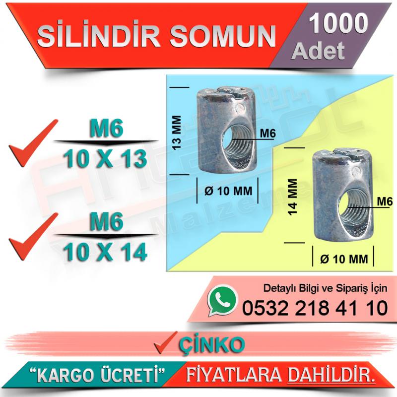 صامولة اسطوانة M6 (10x14) زنك (1000 قطعة) صامولة اسطوانة M6 (10x14) زنك (1000 قطعة)