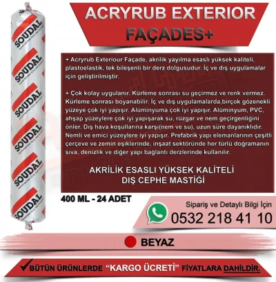 Soudal Acryrub Exterior Beyaz Dış Cephe Mastiği 400 ML (24 Adet)
