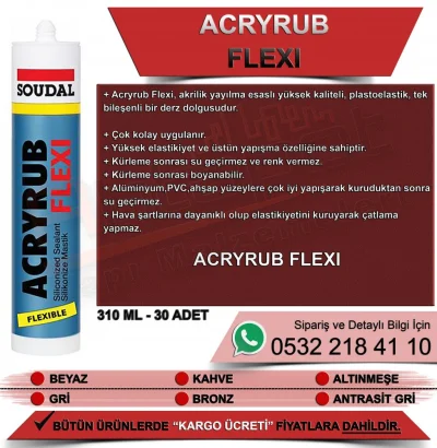 Soudal Acryrub Flexi Siliconized Sealant Gray 310 ML (30 Pieces)