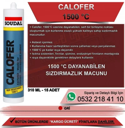 Soudal Calofer 1500°C Yüksek Isıya Dayanıklı Mastik Gri (15 Adet)