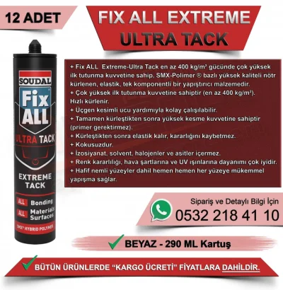 Soudal Fix All Extreme-Ultra Tack White Adhesive 290 ML (12 Pcs)