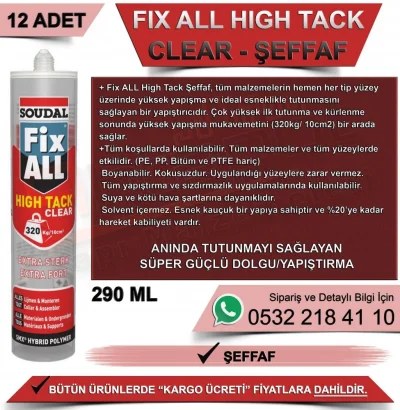 Soudal Fix All High Tack Strong Adhesive Transparent 290 ML (12 Pcs)