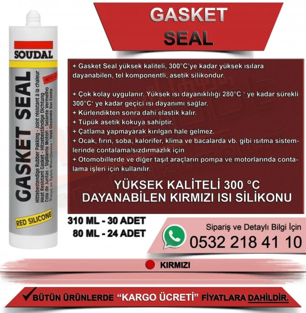 Soudal Gasket Seal High Temperature Resistant Liquid Gasket Red 310 ML Soudal Gasket Seal High Temperature Resistant Liquid Gasket Red 310 ML (30 Pieces) | Fire Retardants