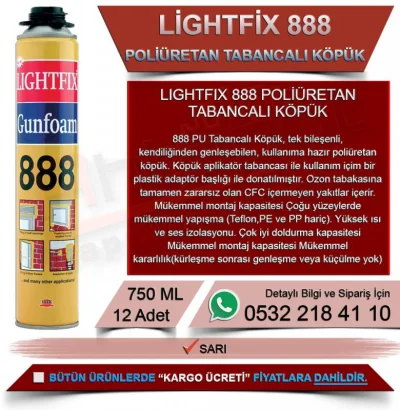 Soudal Lightfix 888 Yüksek Verimli Tabancalı Pu Köpük 750 ML  (12 Adet)